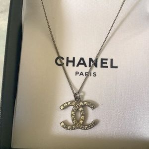 CHANEL CC crystal necklace, 16 inch, Authentic